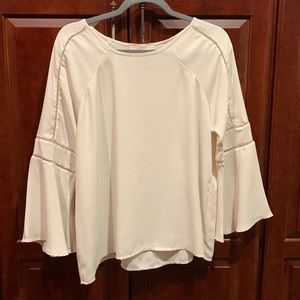 LOFT Ivory Blouse With Bell Sleeve Size MP